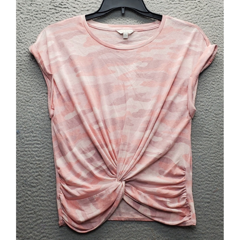 Lucky Brand Blouse Women's Small Multi Camouflage Knotted Sleeveless Round Neck